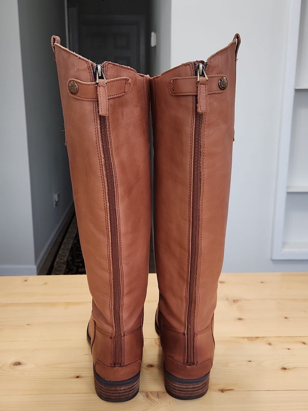 Sam Edelman Penny Tall Riding Boots Cognac Brown Leather Knee High Size 10M - Picture 6 of 16